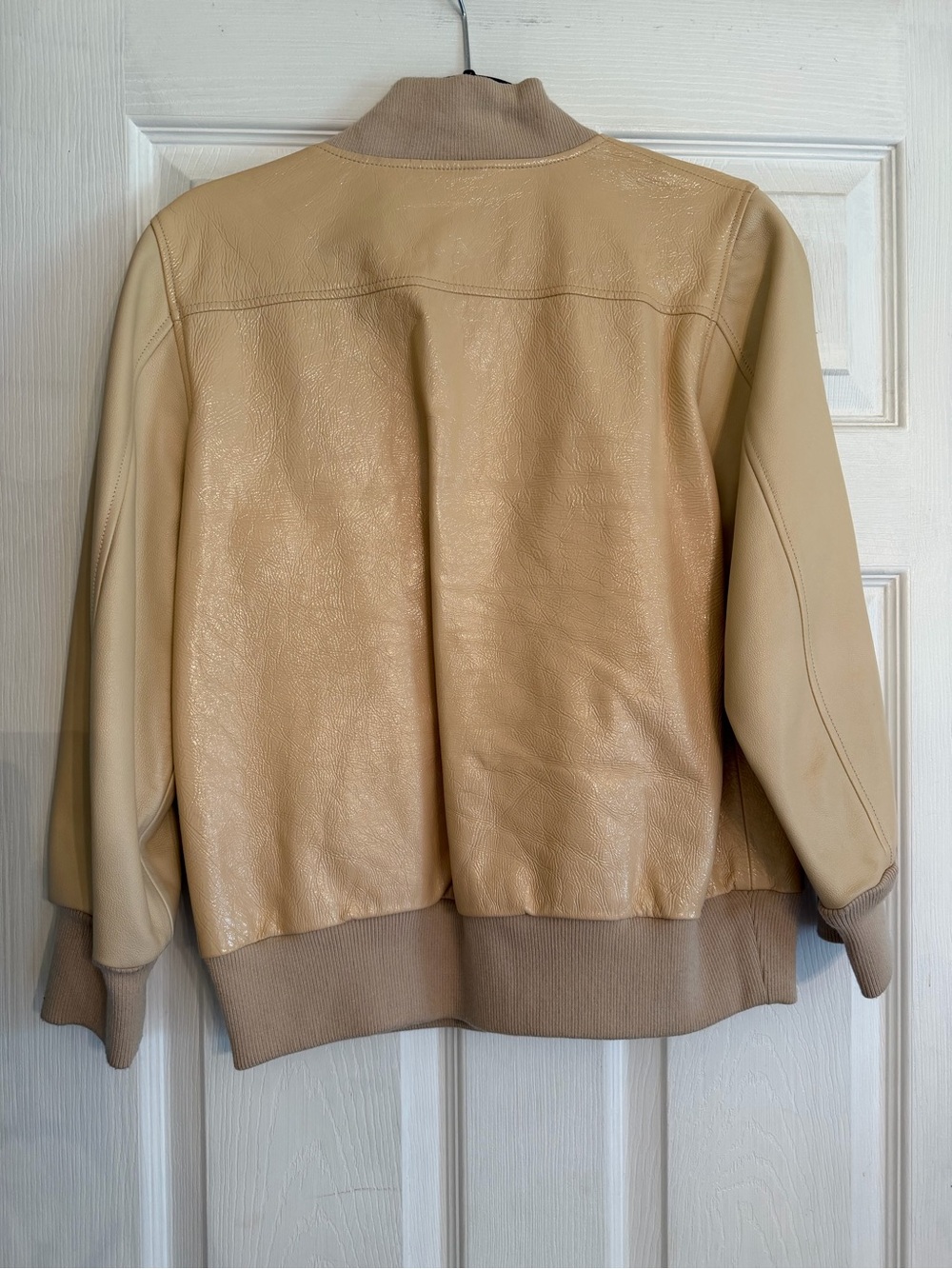COACH Women’s Beige Cream Leather Bomber Jacket M - Picture 5 of 7